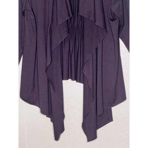 Worthington Woman Stretch 2X Black Waterfall Open-Front Cardigan Ruched Back - Picture 7 of 11